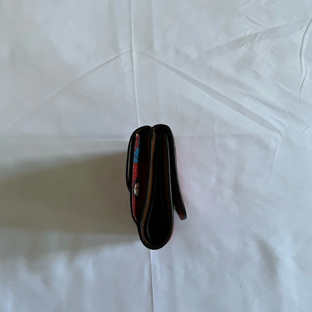 BUNDLE Coach Wild Prairie Wallet Coated Canvas Leather Floral Carmine - Picture 3 of 6